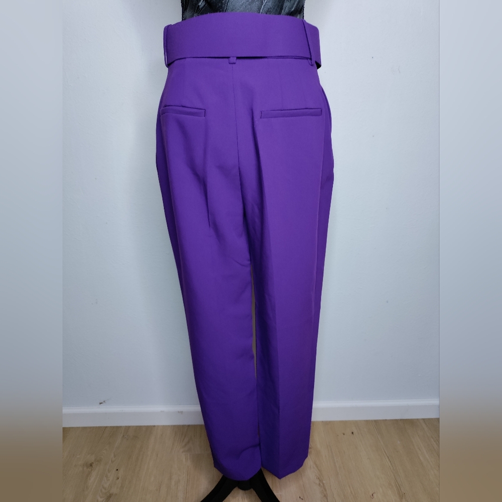 Zara Women's Vibrant Purple Straight Leg Pants - Picture 4 of 10